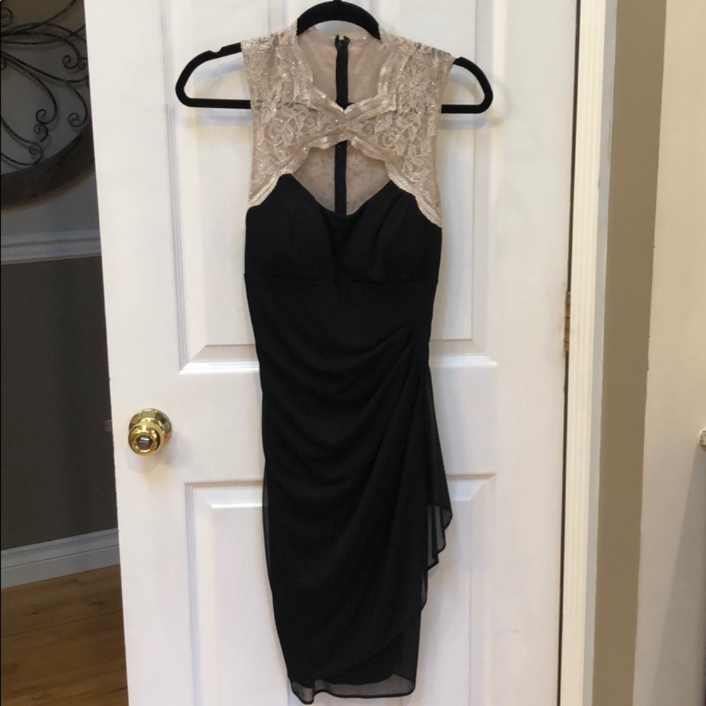 Black and gold cocktail dress